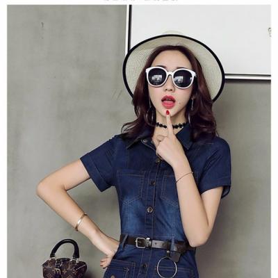 ĐẦM JEAN CỔ SƠ MI PHỐI TÚI - J.58